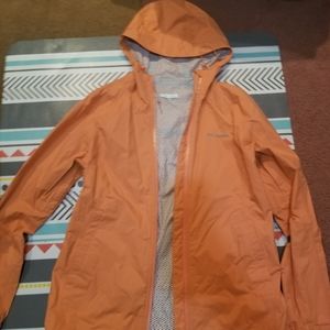 A orange/pink rain jacket